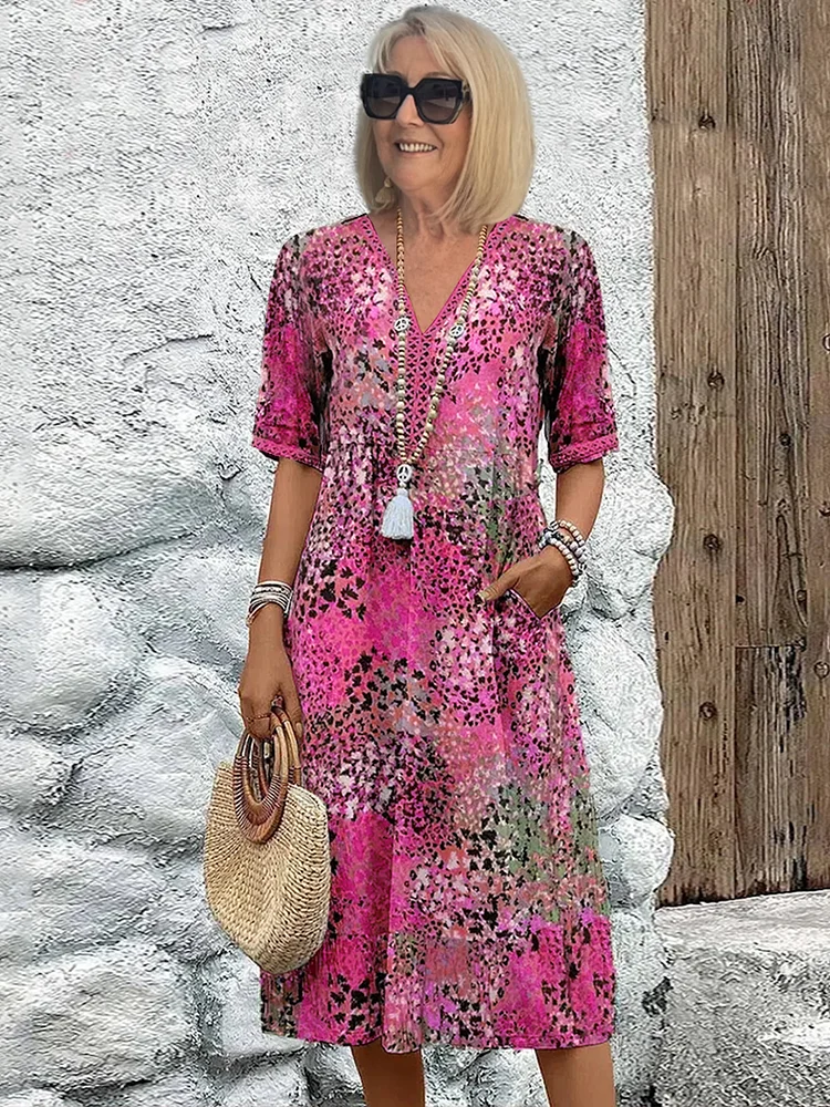 Alivia™ – Elegantne Lilleline Midi Kleit, Mis Sobib Iga Päeva Stiiliks