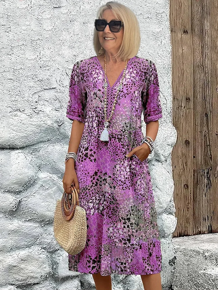 Alivia™ – Elegantne Lilleline Midi Kleit, Mis Sobib Iga Päeva Stiiliks