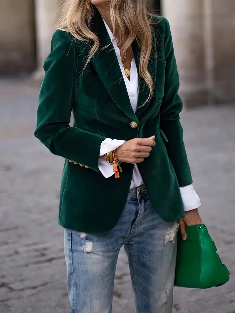 Yvana™ – Elegantne Sametist Blazer Lihtsaks Hoovis Elegantsiks