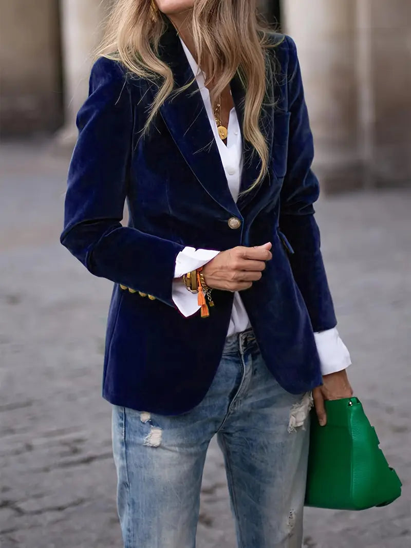 Yvana™ – Elegantne Sametist Blazer Lihtsaks Hoovis Elegantsiks