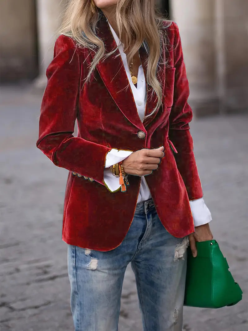 Yvana™ – Elegantne Sametist Blazer Lihtsaks Hoovis Elegantsiks