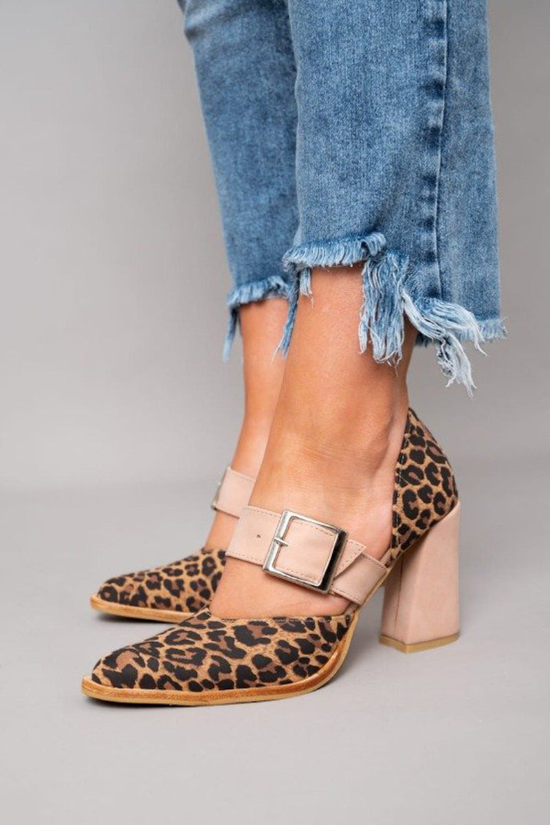 Selveta | Leopard-Daimsandalen stabiilsete kontsadega
