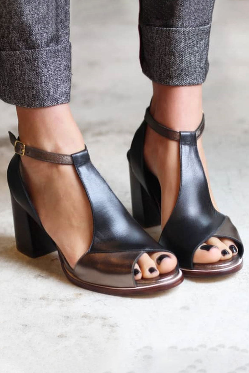 Nadaria | Mustad patchwork peep-toe sandaalid kontsaga