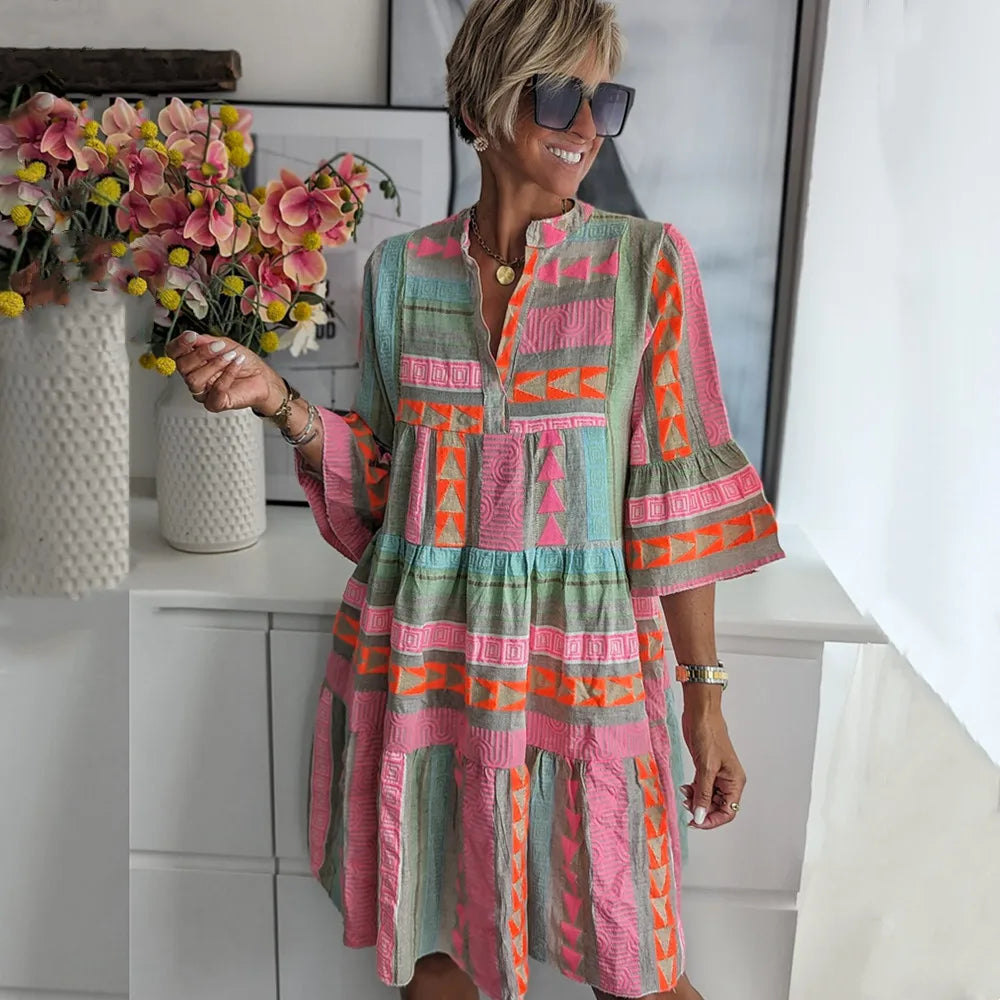 Pauline™ – Boho Kihtidega Swing Midi Kleit