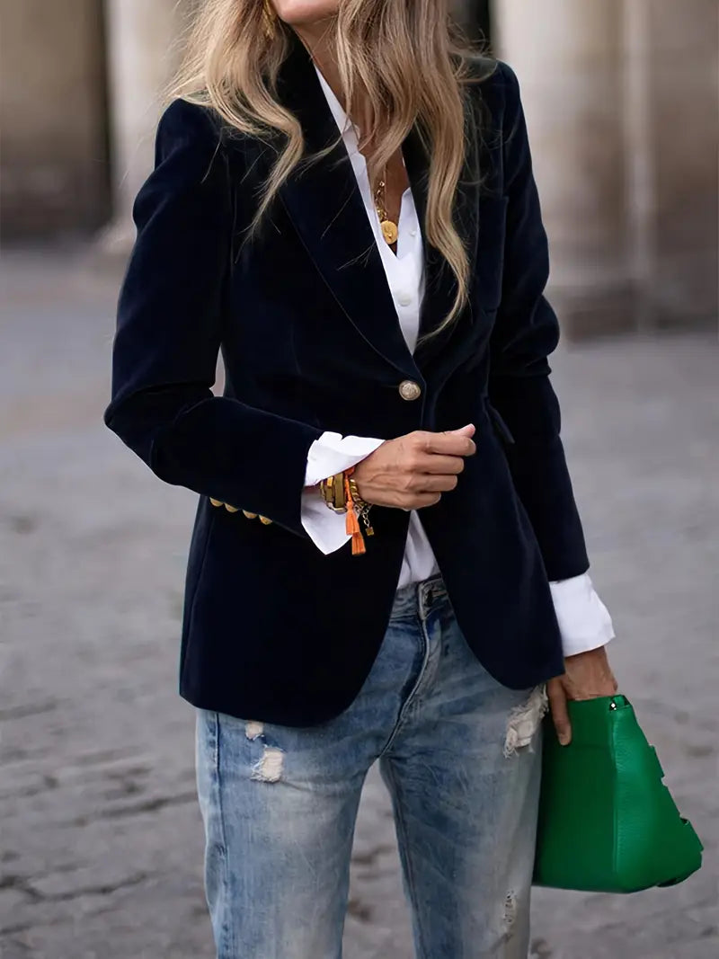 Yvana™ – Elegantne Sametist Blazer Lihtsaks Hoovis Elegantsiks