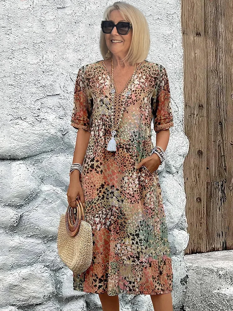 Alivia™ – Elegantne Lilleline Midi Kleit, Mis Sobib Iga Päeva Stiiliks