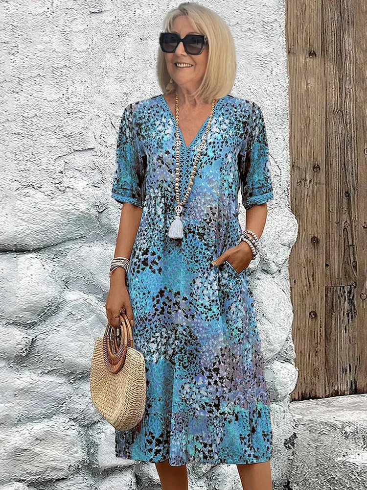 Alivia™ – Elegantne Lilleline Midi Kleit, Mis Sobib Iga Päeva Stiiliks