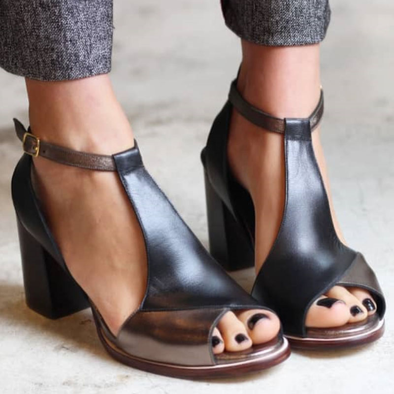 Nadaria | Mustad patchwork peep-toe sandaalid kontsaga