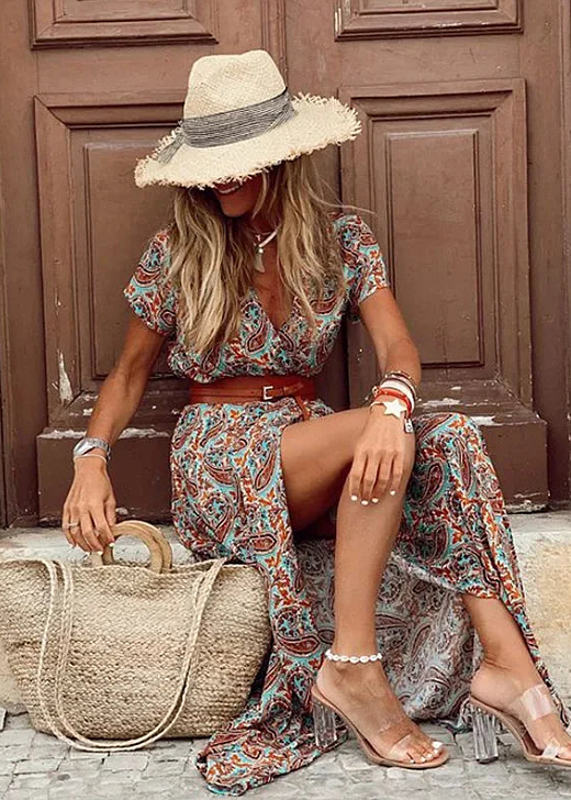 Dora – Boho Breeze Midi Kleid